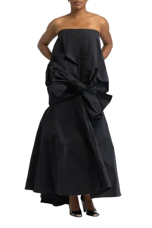 Strapless Tie Front Bubble Gown