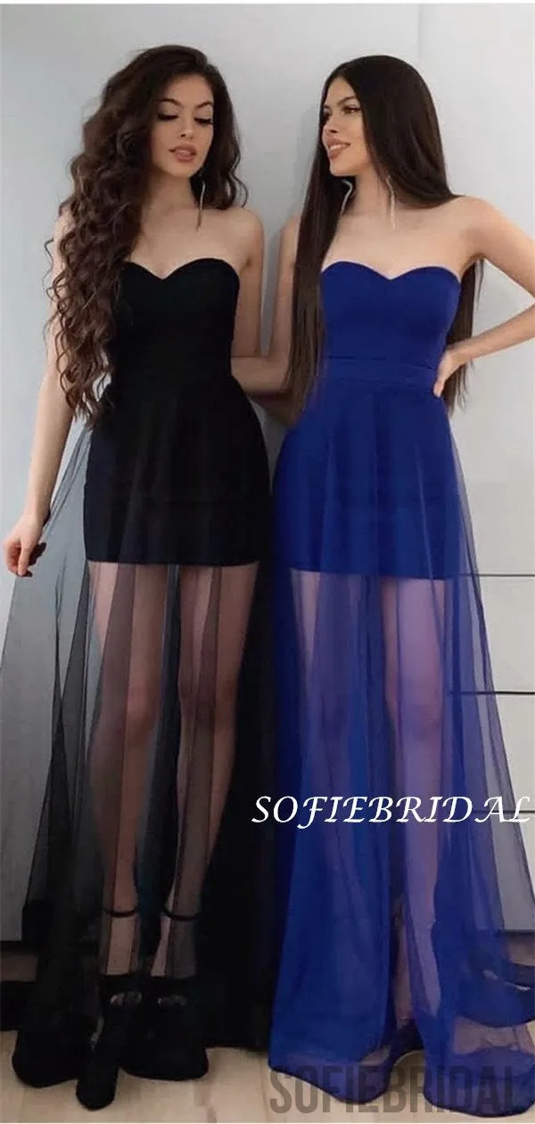 Sweetheart Floor-length Simple See-though Long Prom Dresses, PD1057