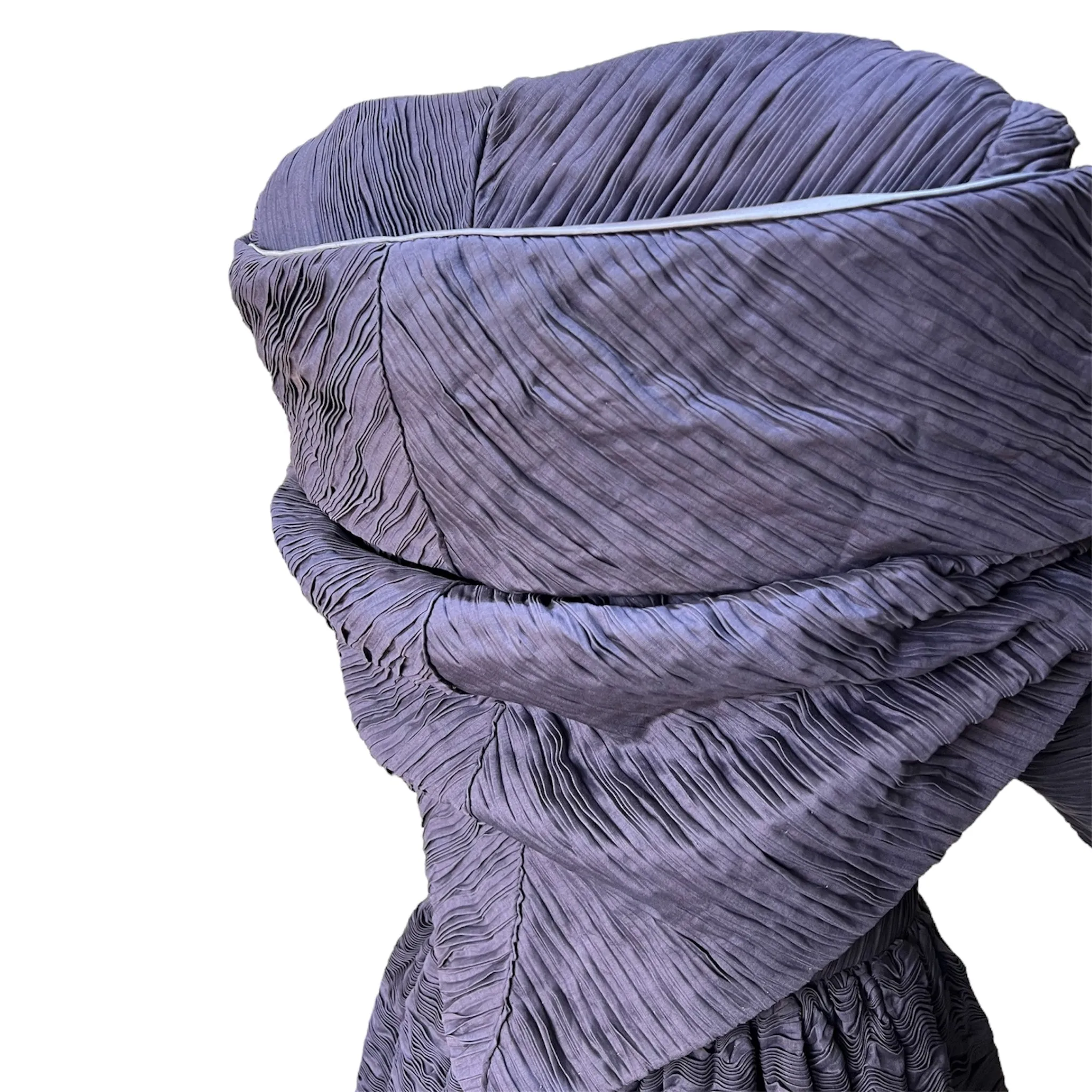 Sybil Connelly 1950's/1960's Muted Periwinkle Pleated Irish Linen Gown   Stole