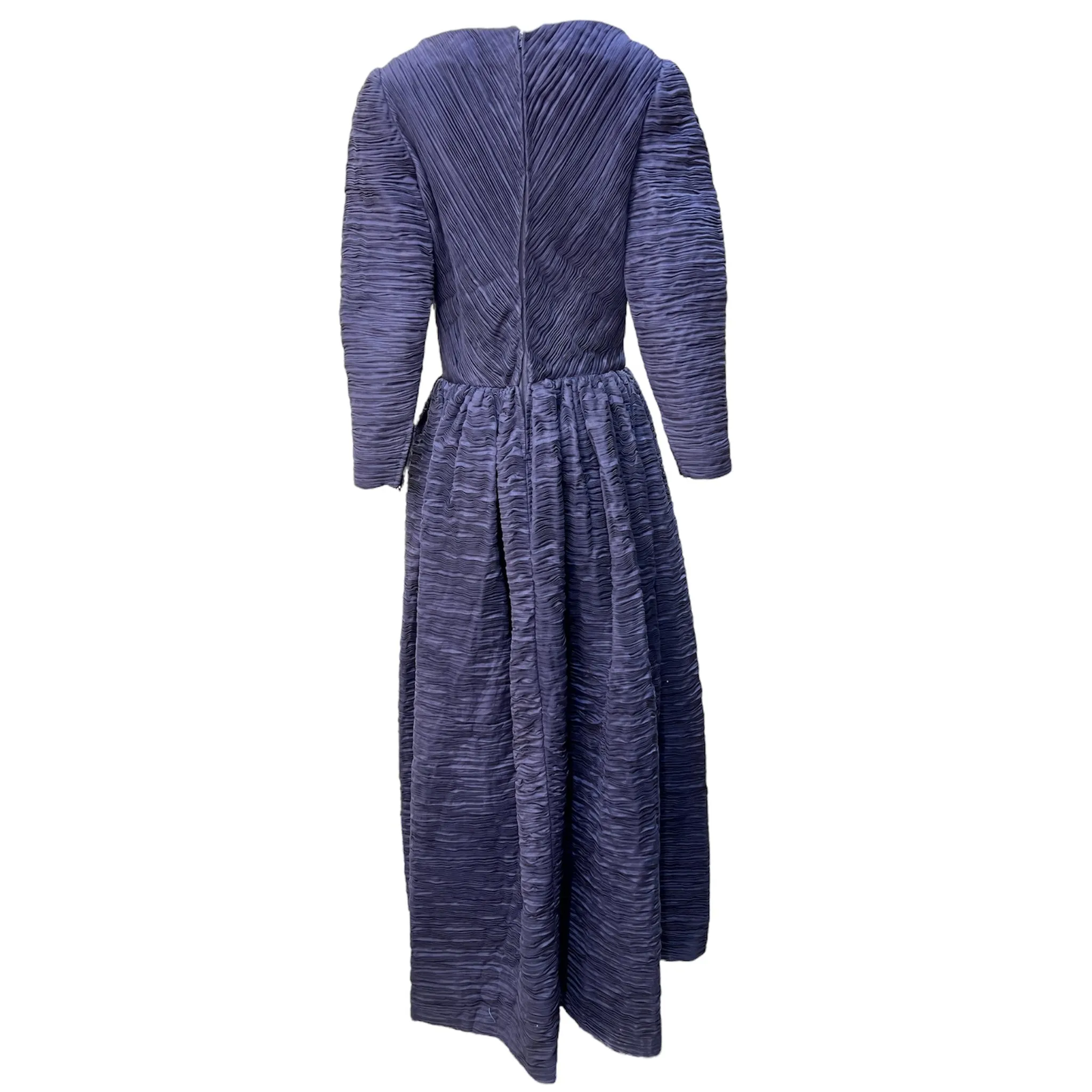 Sybil Connelly 1950's/1960's Muted Periwinkle Pleated Irish Linen Gown   Stole
