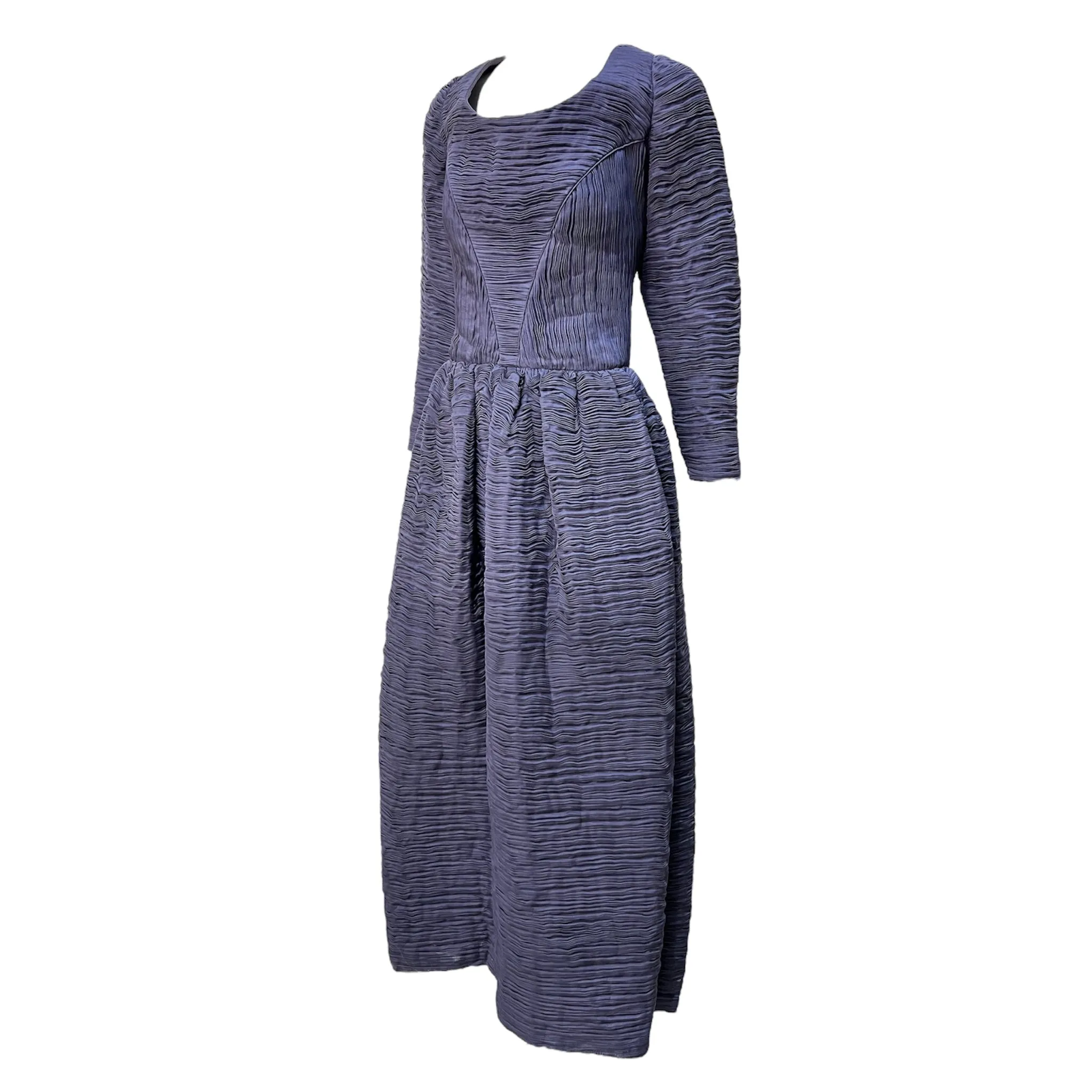 Sybil Connelly 1950's/1960's Muted Periwinkle Pleated Irish Linen Gown   Stole