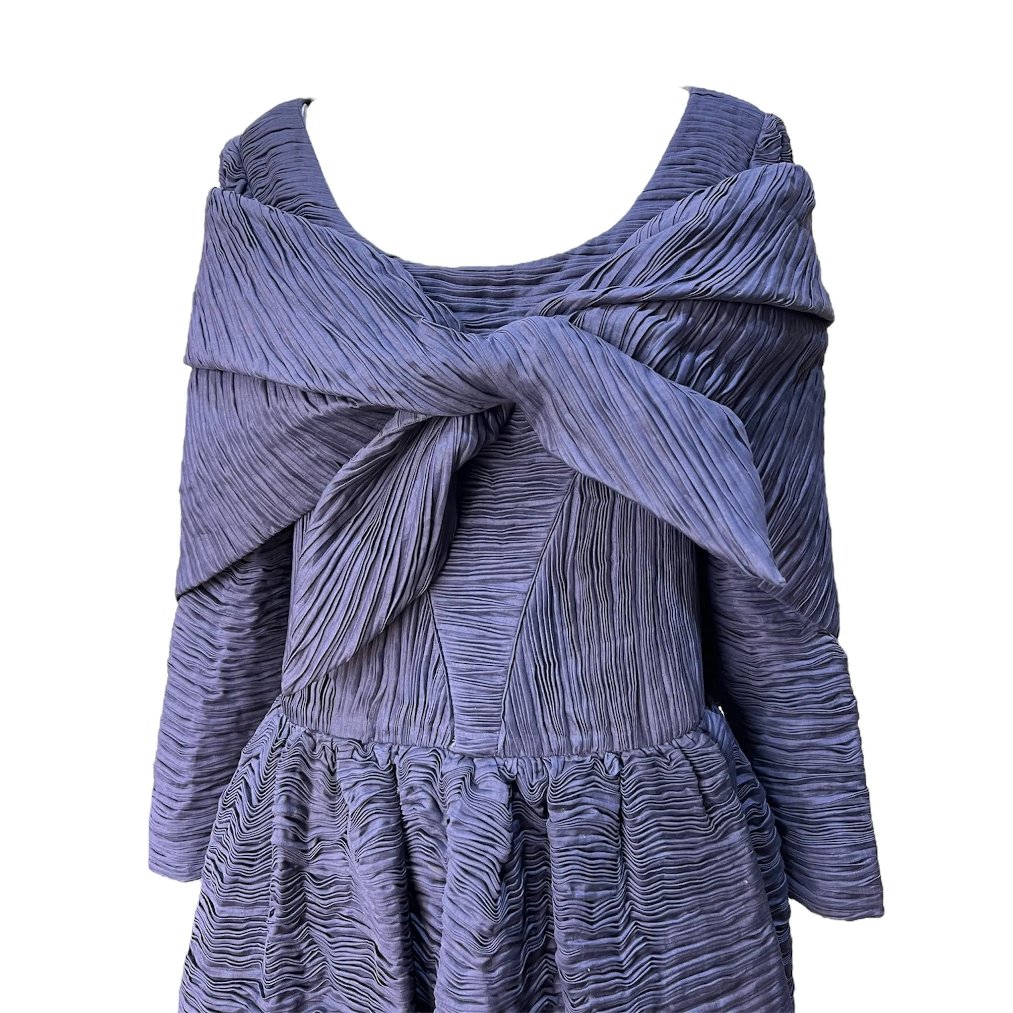 Sybil Connelly 1950's/1960's Muted Periwinkle Pleated Irish Linen Gown   Stole