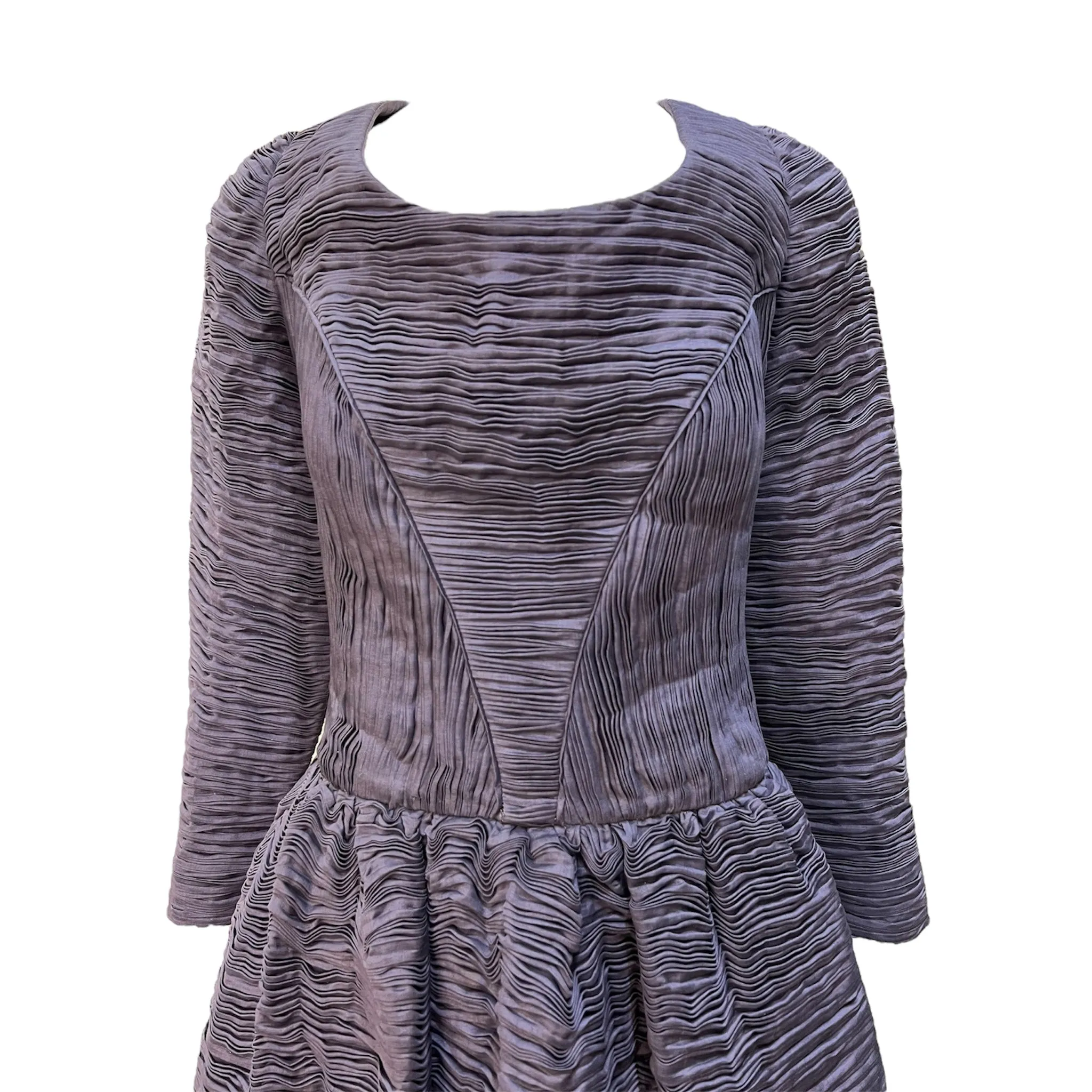 Sybil Connelly 1950's/1960's Muted Periwinkle Pleated Irish Linen Gown   Stole