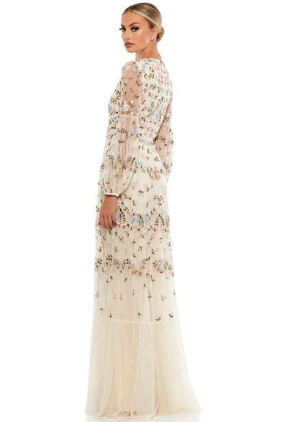Sydney Embroidered Gown in Ivory by Mac Duggal - RENTAL