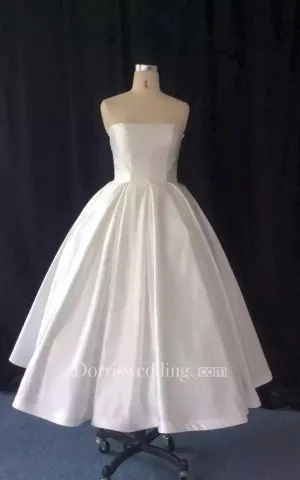 Taffeta A-Line Strapless Tea Length Ball Gown-ET_711325