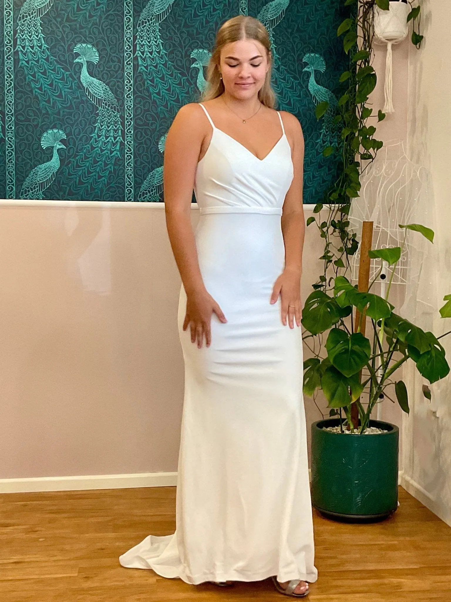 Tamara modern minimalist wedding gown in ivory Express NZ wide
