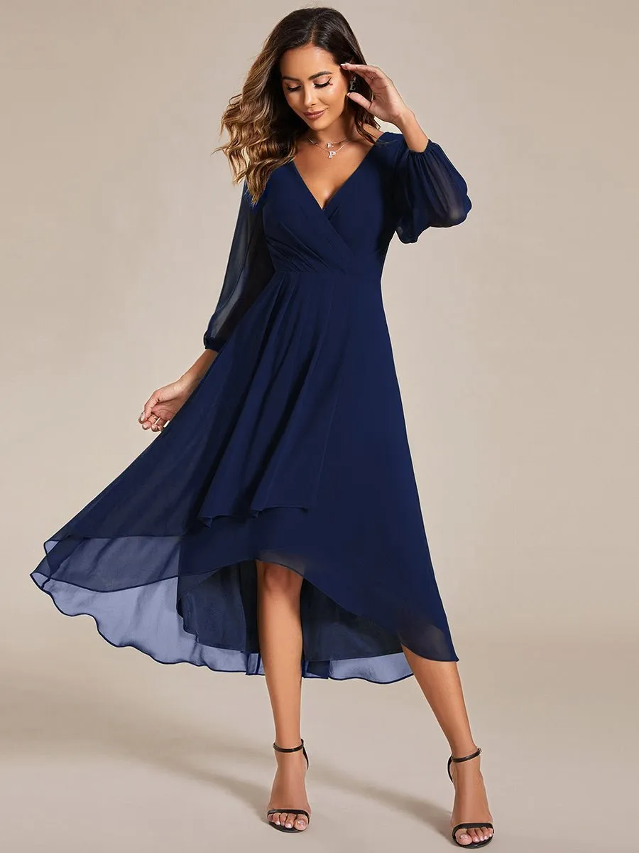 Tammy long sleeved midi high low chiffon dress