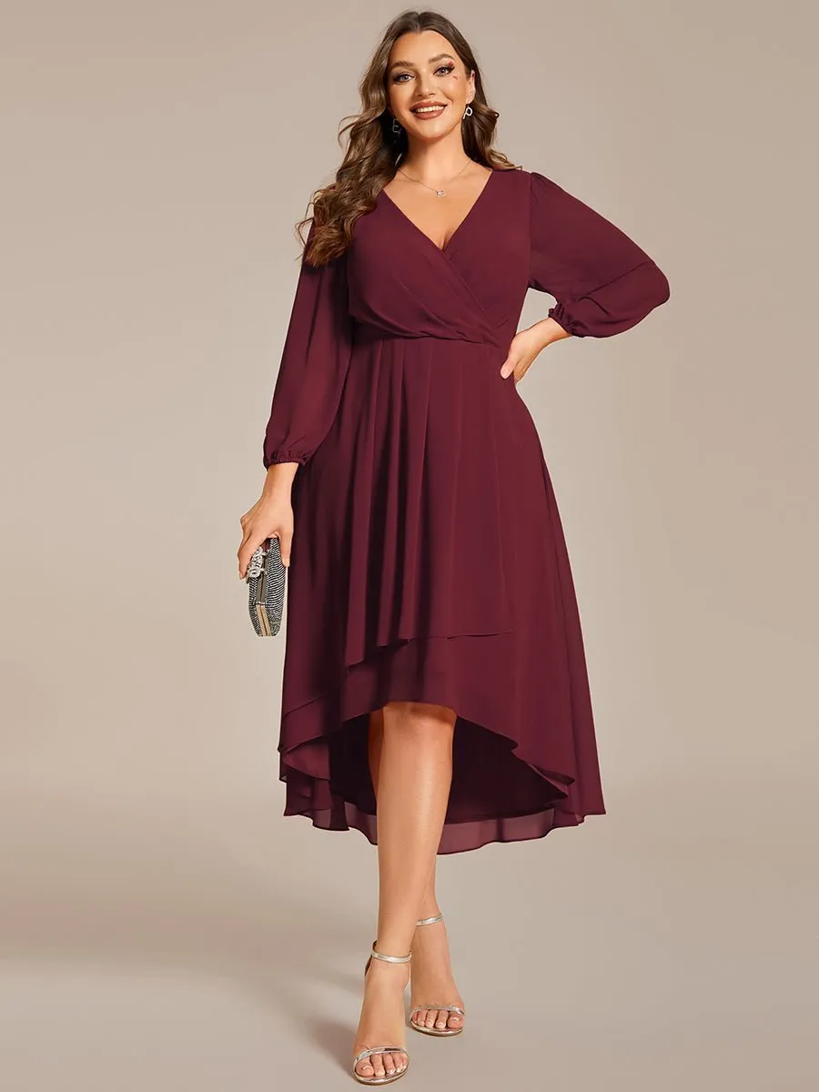Tammy long sleeved midi high low chiffon dress