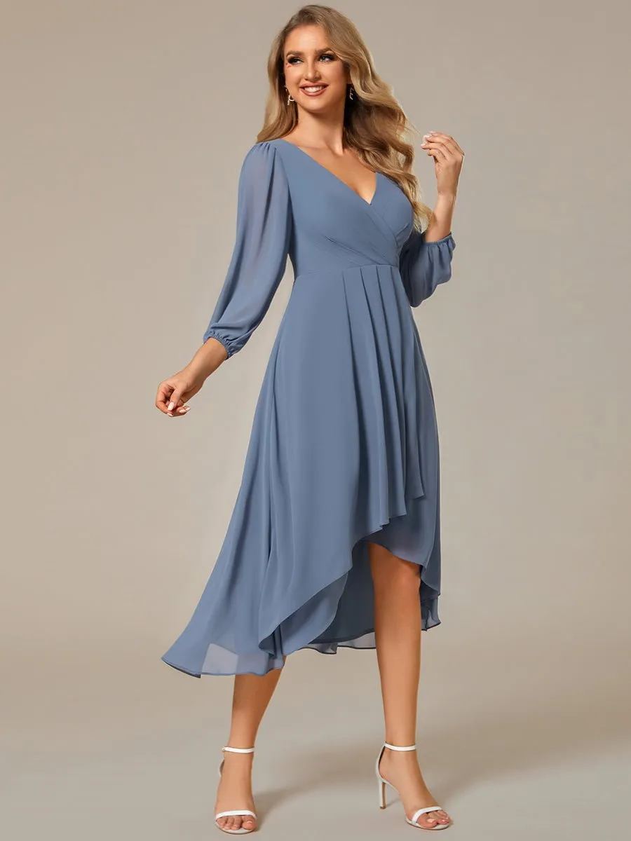 Tammy long sleeved midi high low chiffon dress