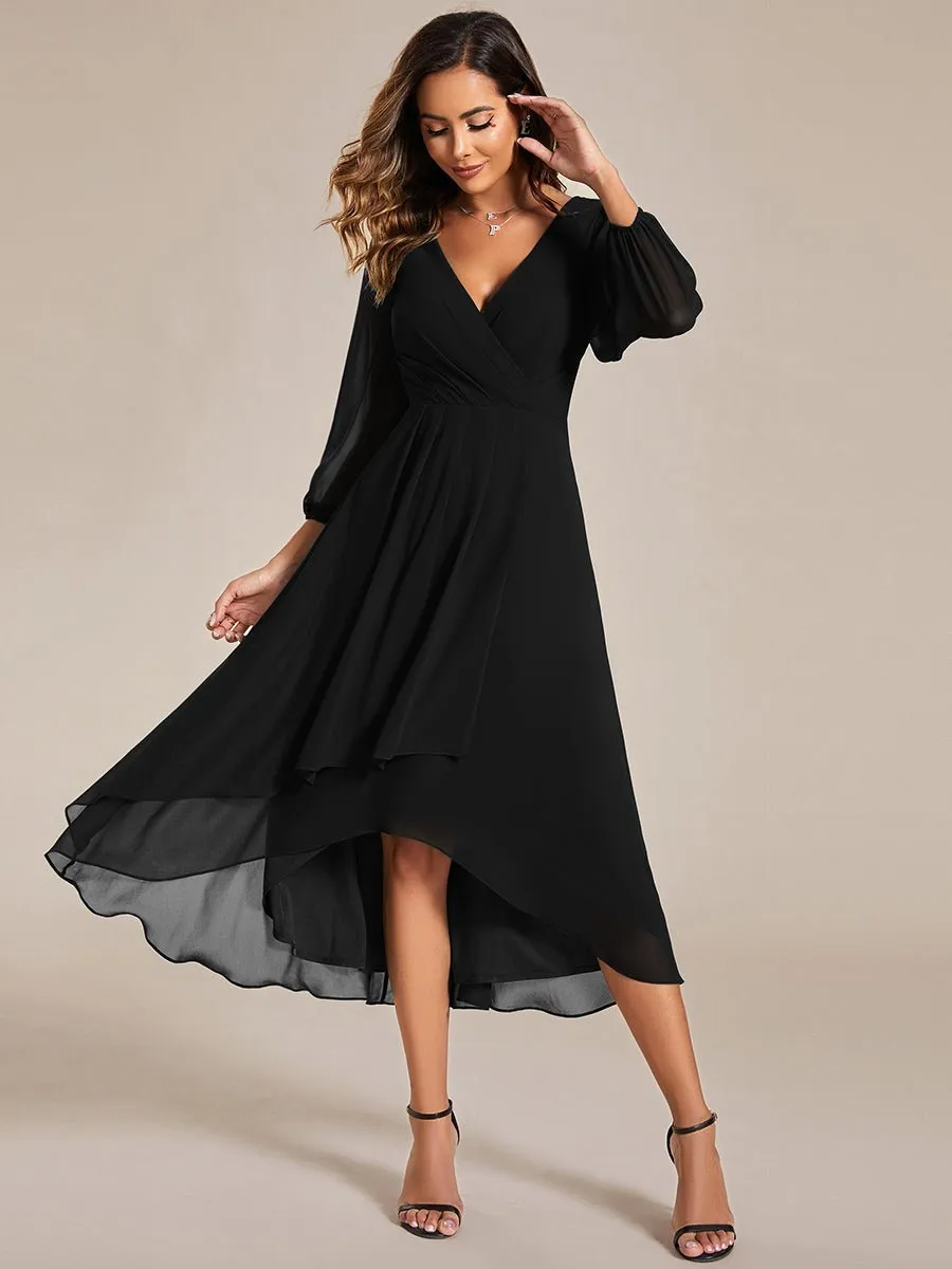 Tammy long sleeved midi high low chiffon dress