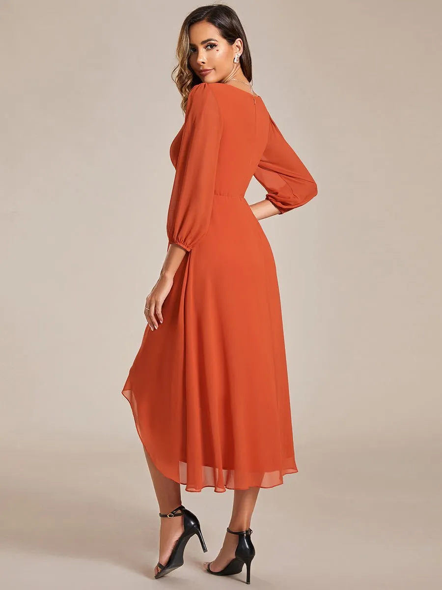 Tammy long sleeved midi high low chiffon dress