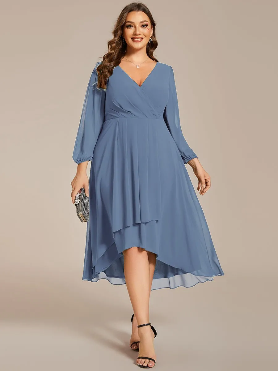 Tammy long sleeved midi high low chiffon dress