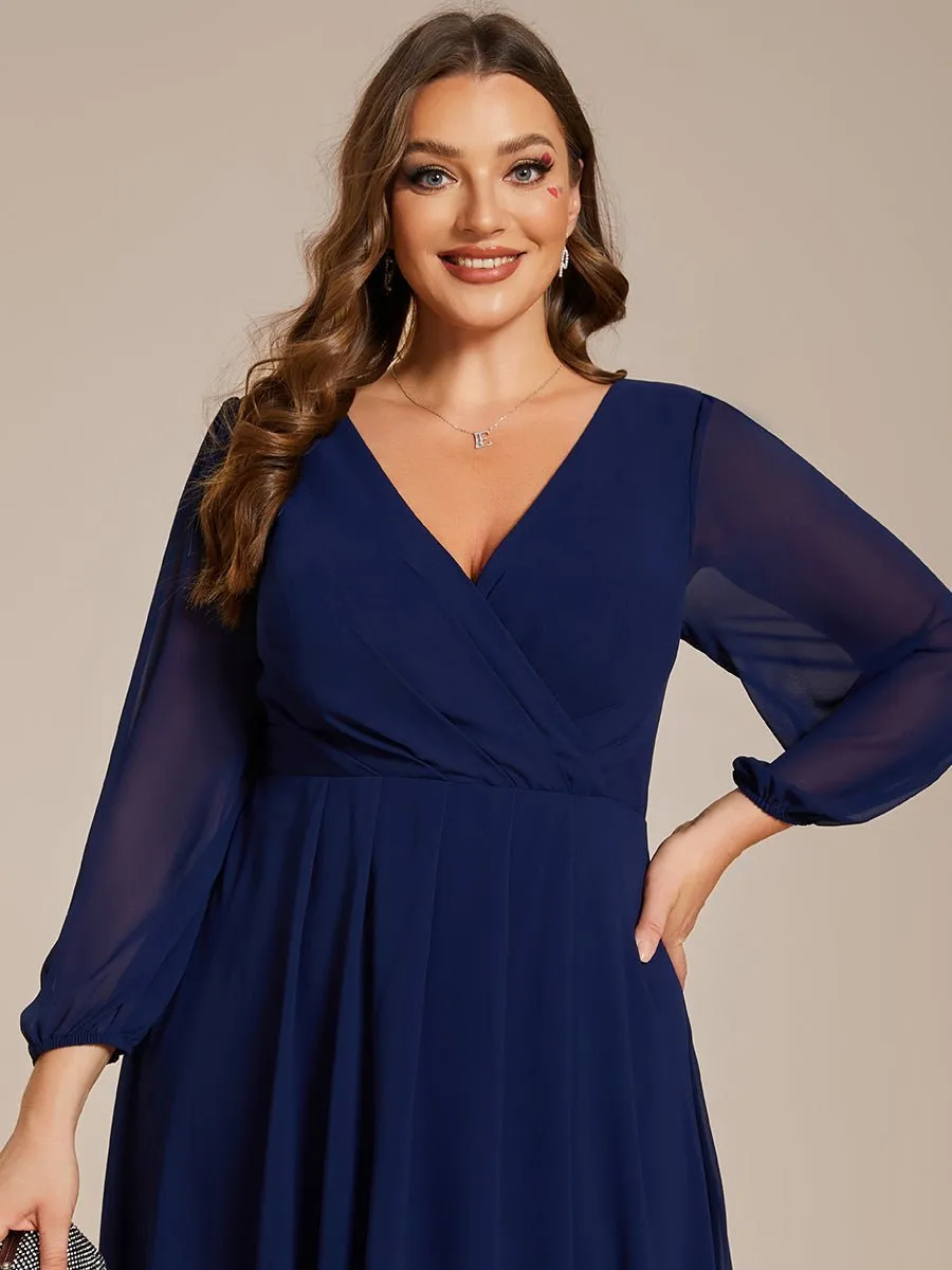 Tammy long sleeved midi high low chiffon dress