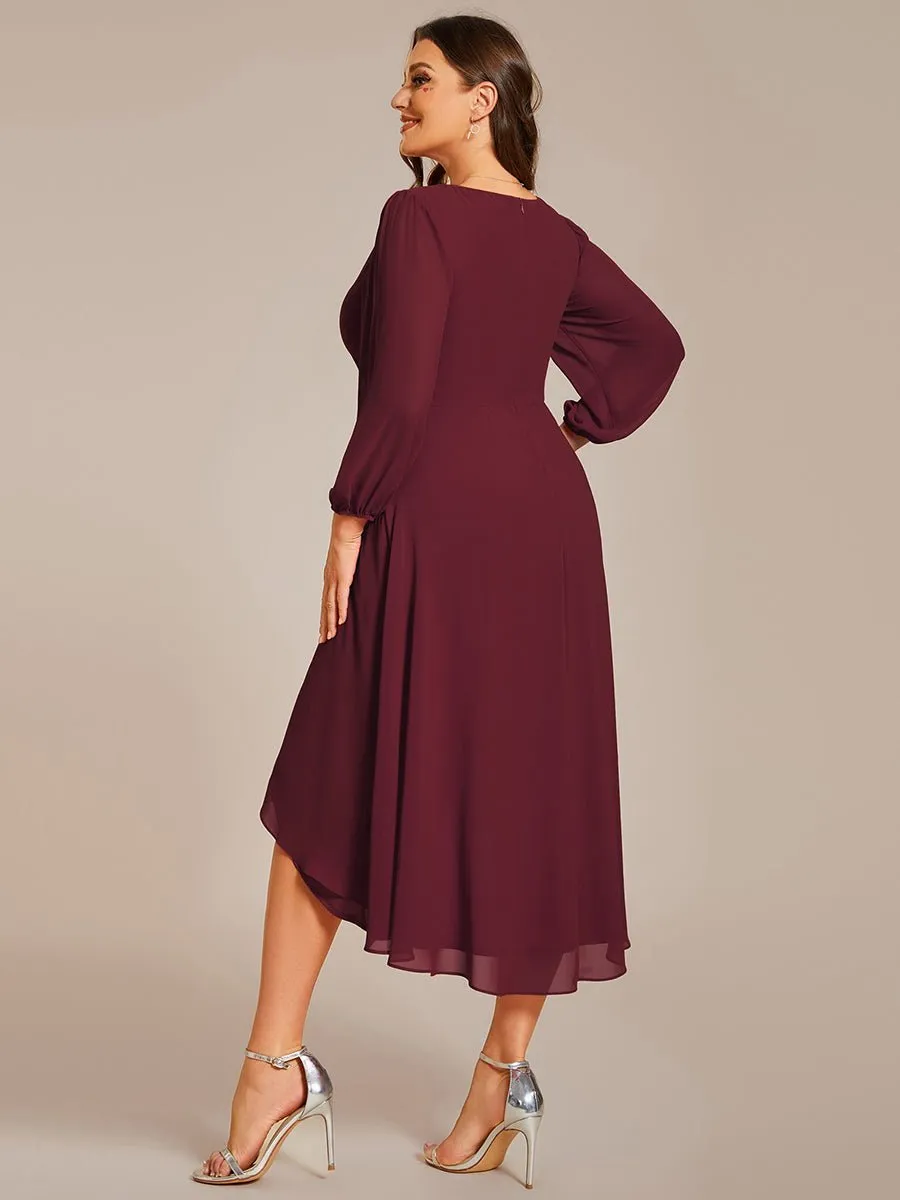 Tammy long sleeved midi high low chiffon dress