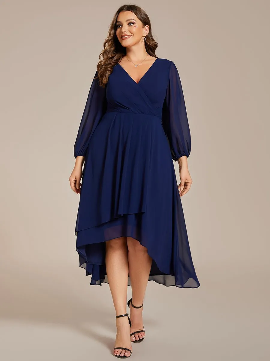 Tammy long sleeved midi high low chiffon dress