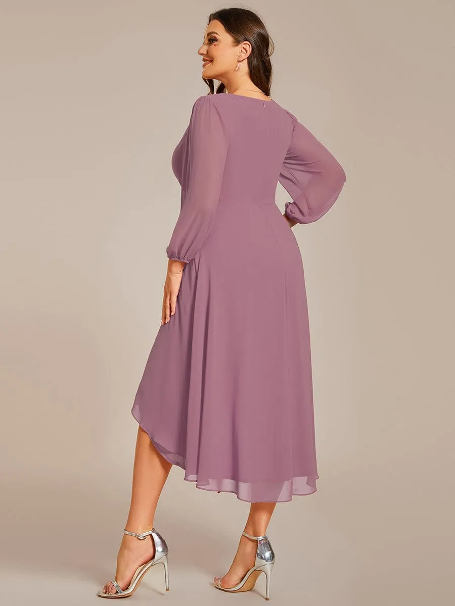 Tammy long sleeved midi high low chiffon dress