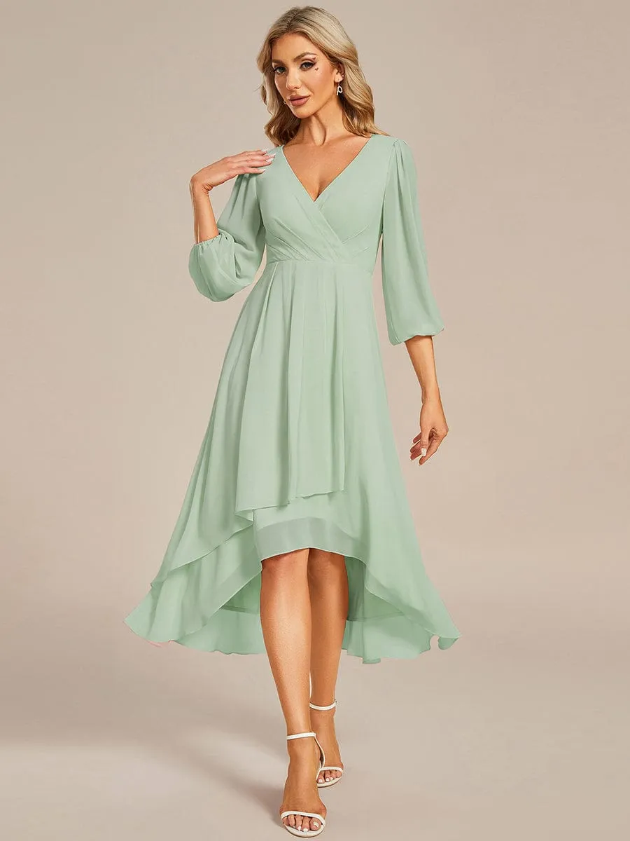 Tammy long sleeved midi high low chiffon dress