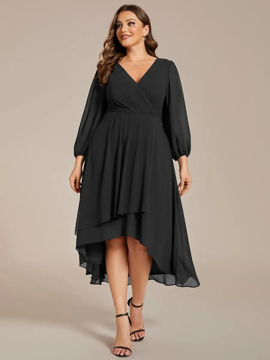 Tammy long sleeved midi high low chiffon dress