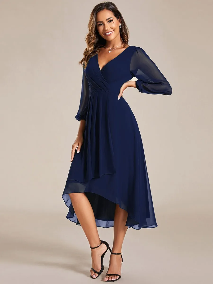 Tammy long sleeved midi high low chiffon dress