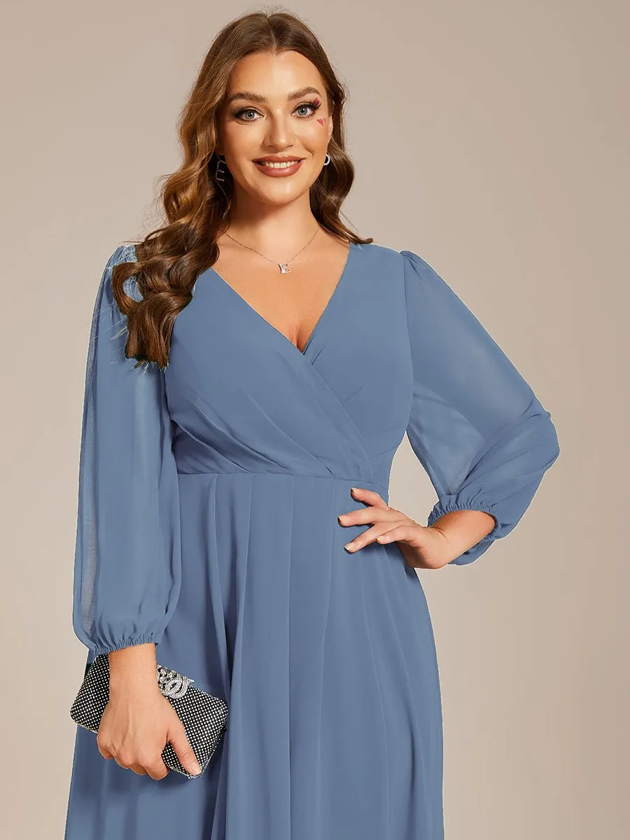 Tammy long sleeved midi high low chiffon dress