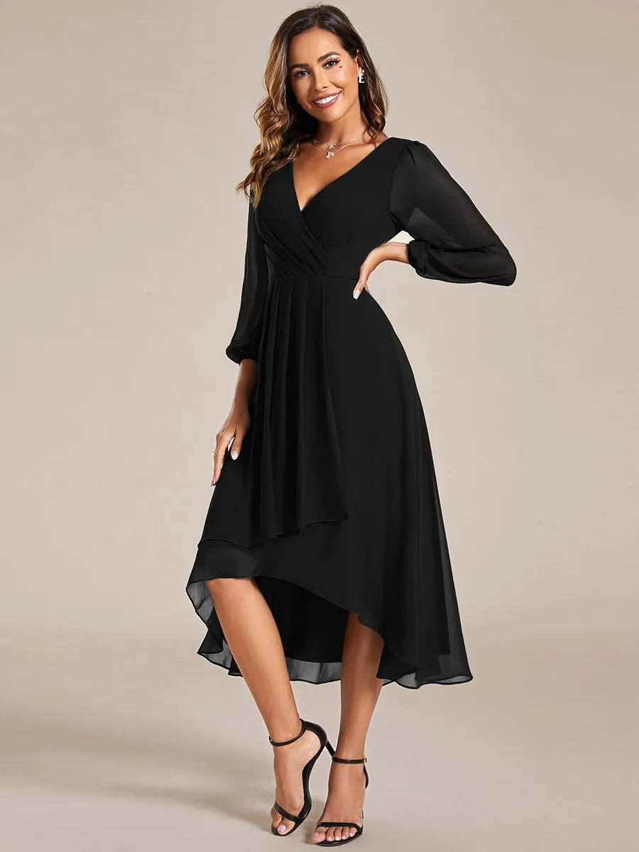 Tammy long sleeved midi high low chiffon dress