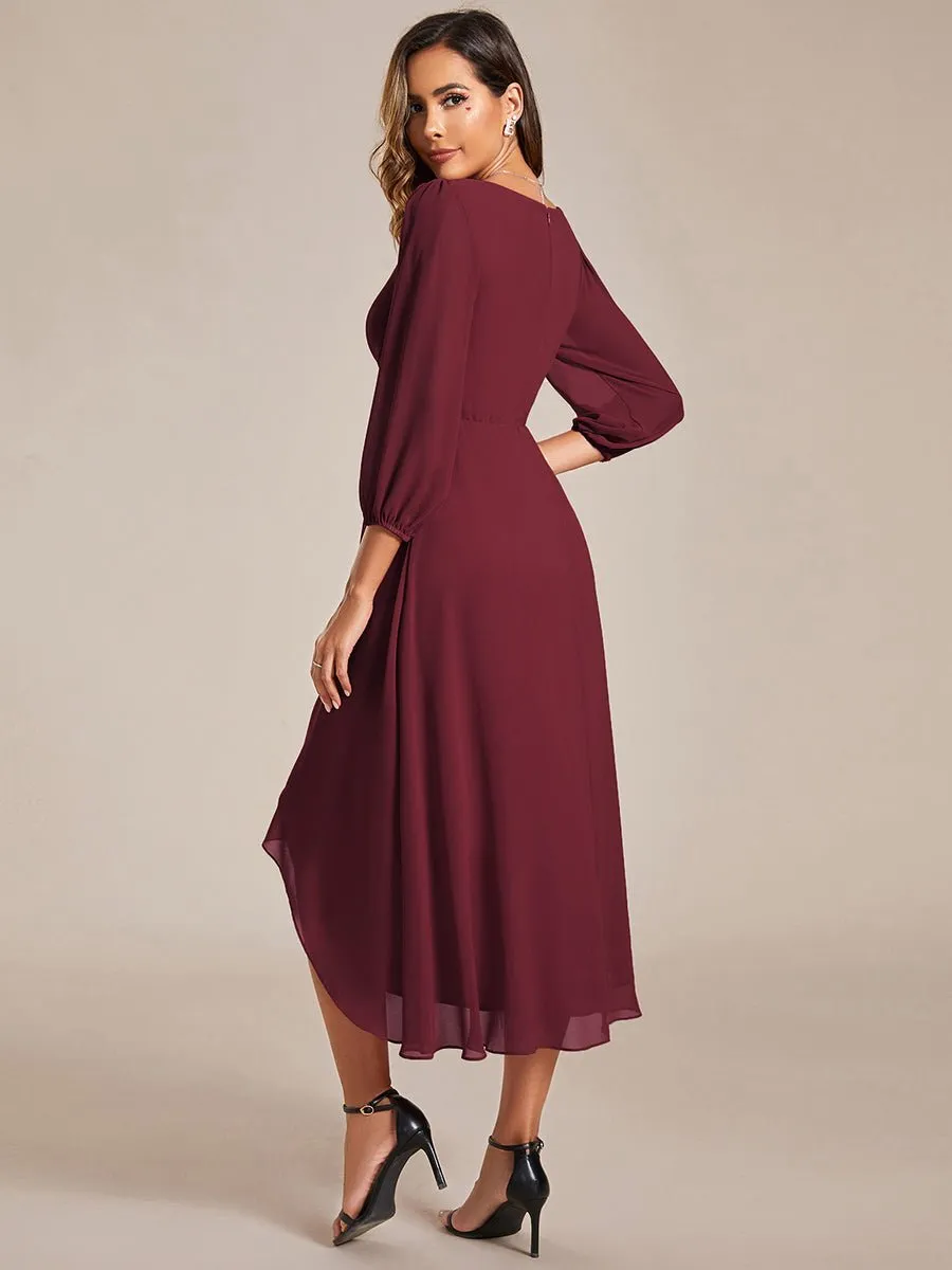 Tammy long sleeved midi high low chiffon dress