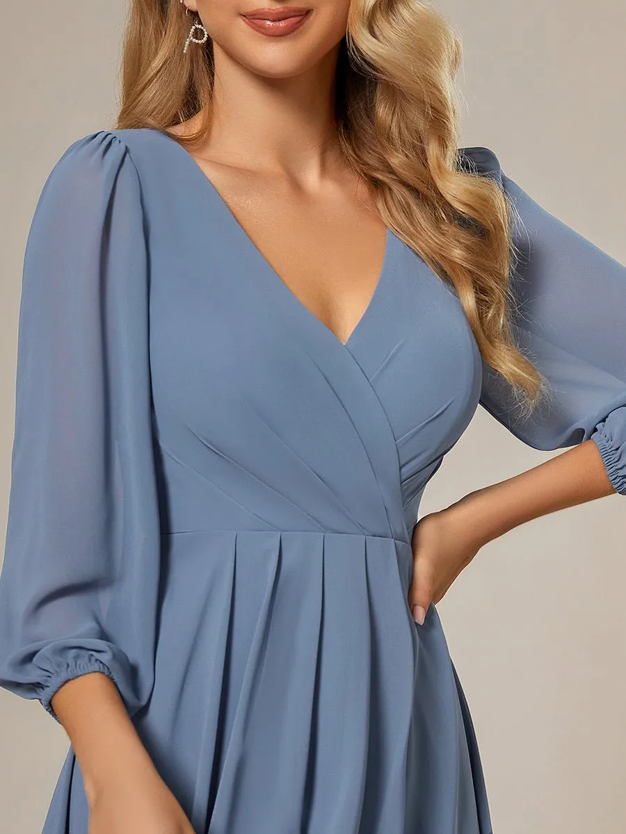 Tammy long sleeved midi high low chiffon dress