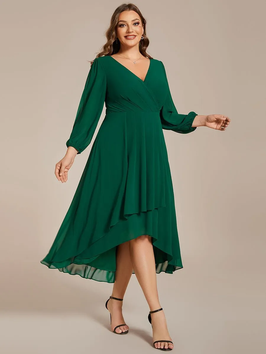 Tammy long sleeved midi high low chiffon dress