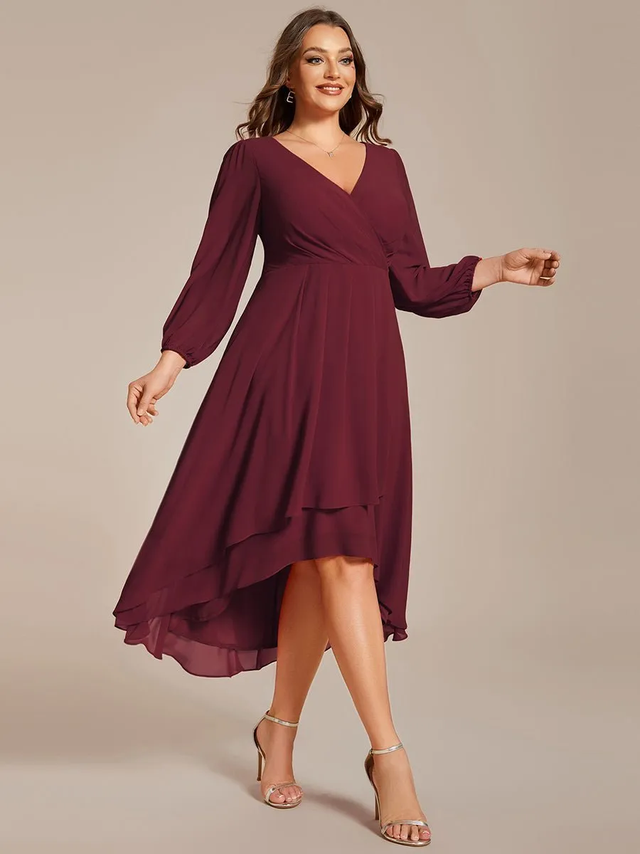 Tammy long sleeved midi high low chiffon dress