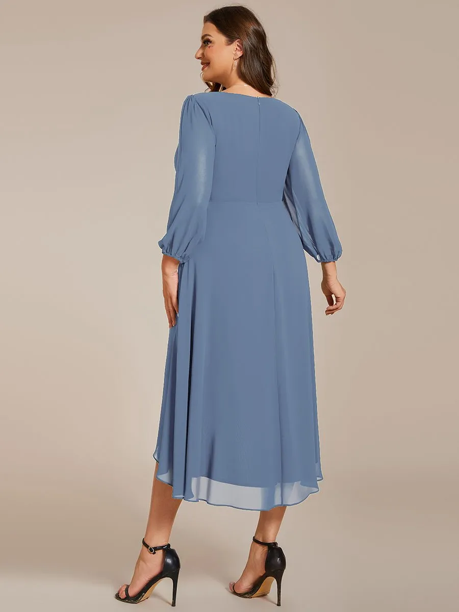 Tammy long sleeved midi high low chiffon dress