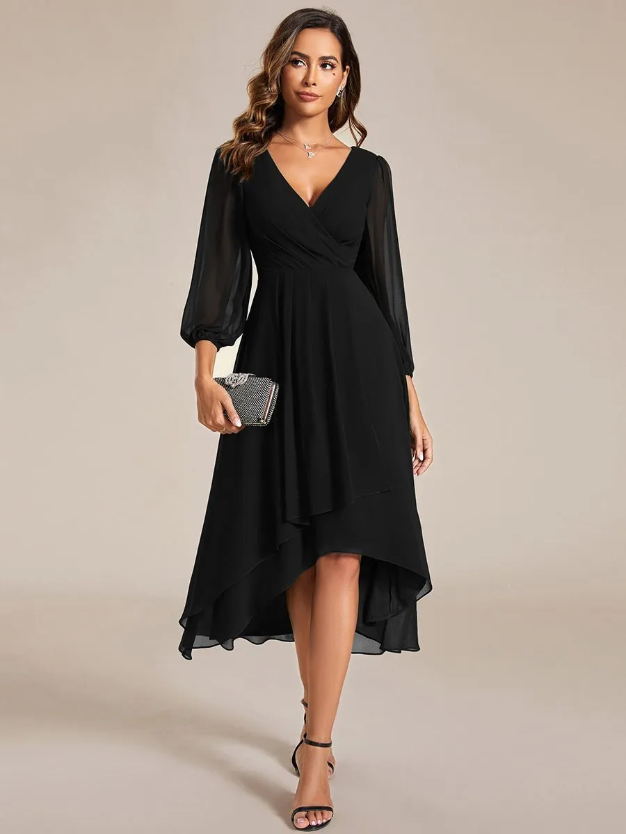 Tammy long sleeved midi high low chiffon dress