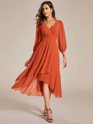 Tammy long sleeved midi high low chiffon dress