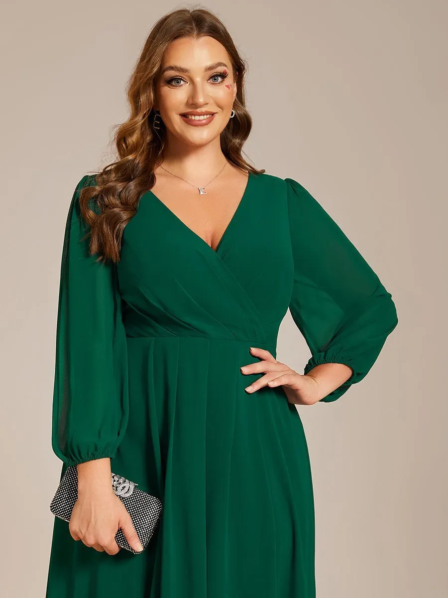 Tammy long sleeved midi high low chiffon dress