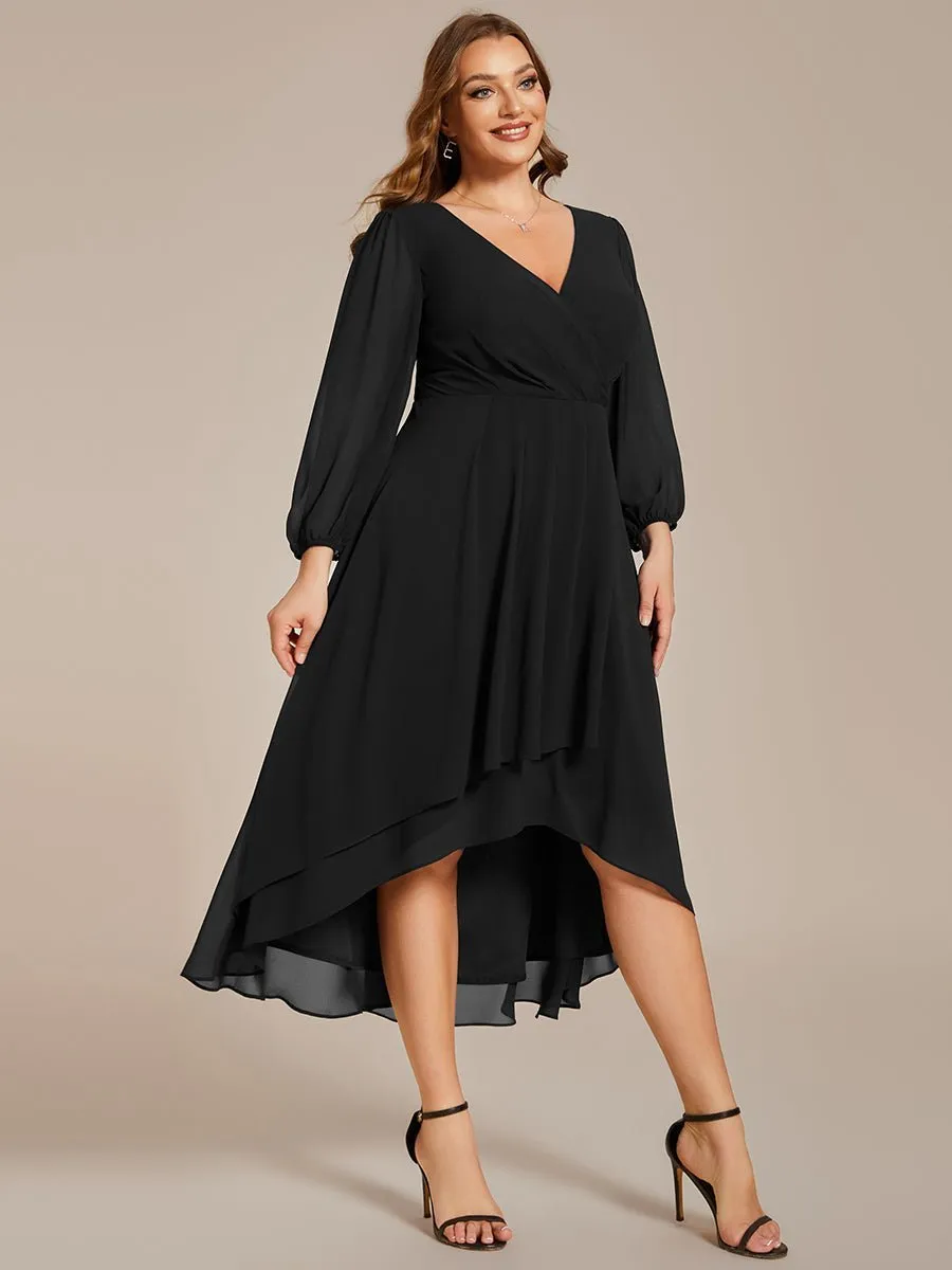 Tammy long sleeved midi high low chiffon dress