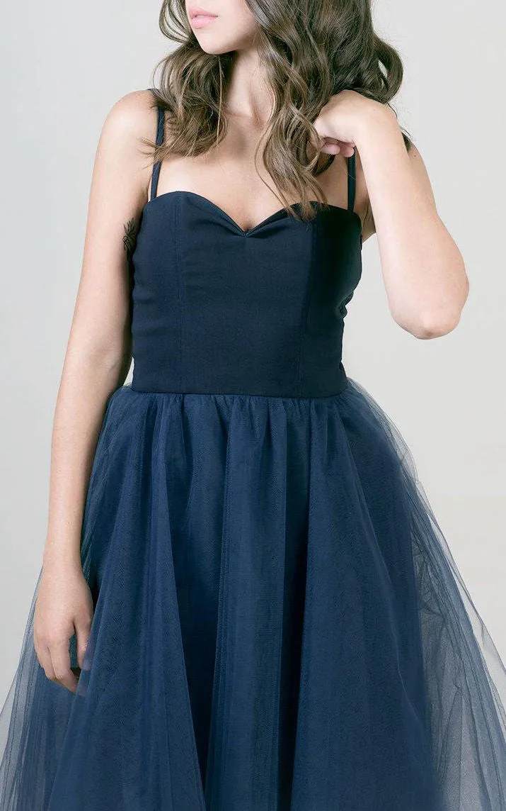 Tea-length Sweetheart Sleeveless Sleeve Tulle Dress-105569