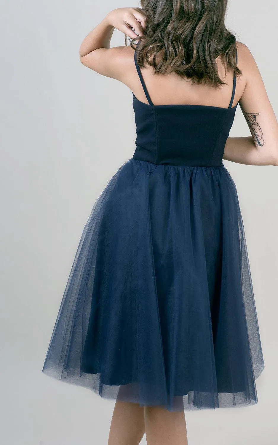 Tea-length Sweetheart Sleeveless Sleeve Tulle Dress-105569