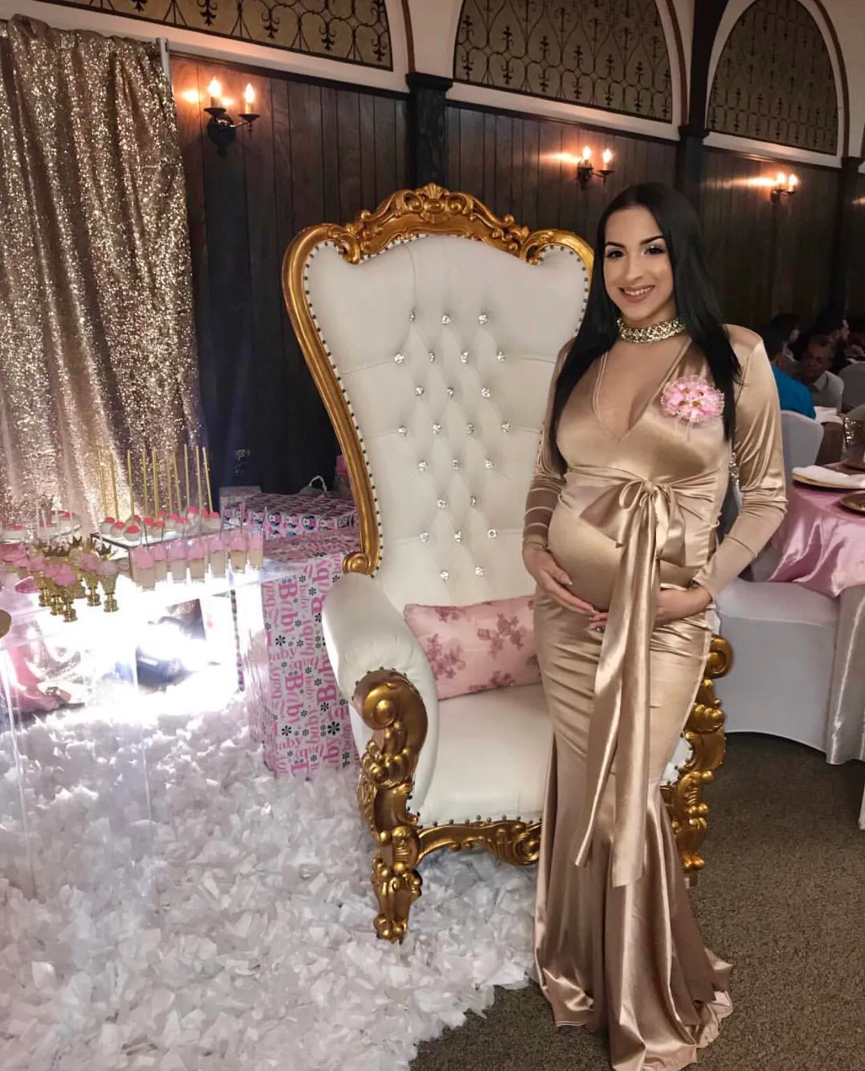 The JAYCE Maternity Satin Gown