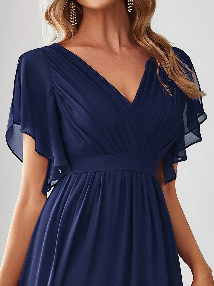 Tia Plus Size split sleeve full length chiffon bridesmaid dress