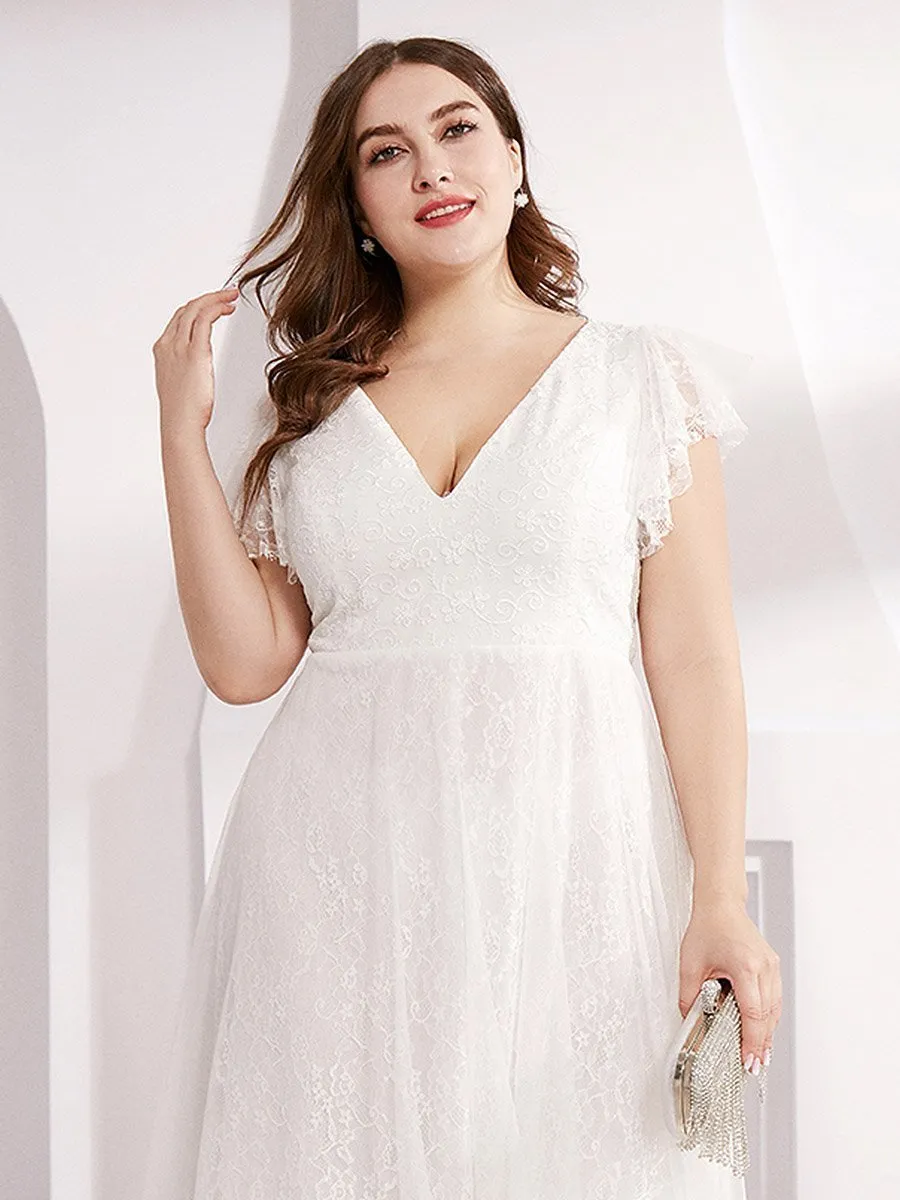 Tiana lace tulle wedding dress with flutter sleeves in Ivory Express NZ wide