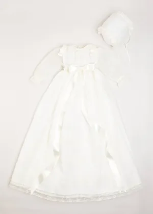 Traditional Cream Christening Gown with Bonnet (6-12mths)