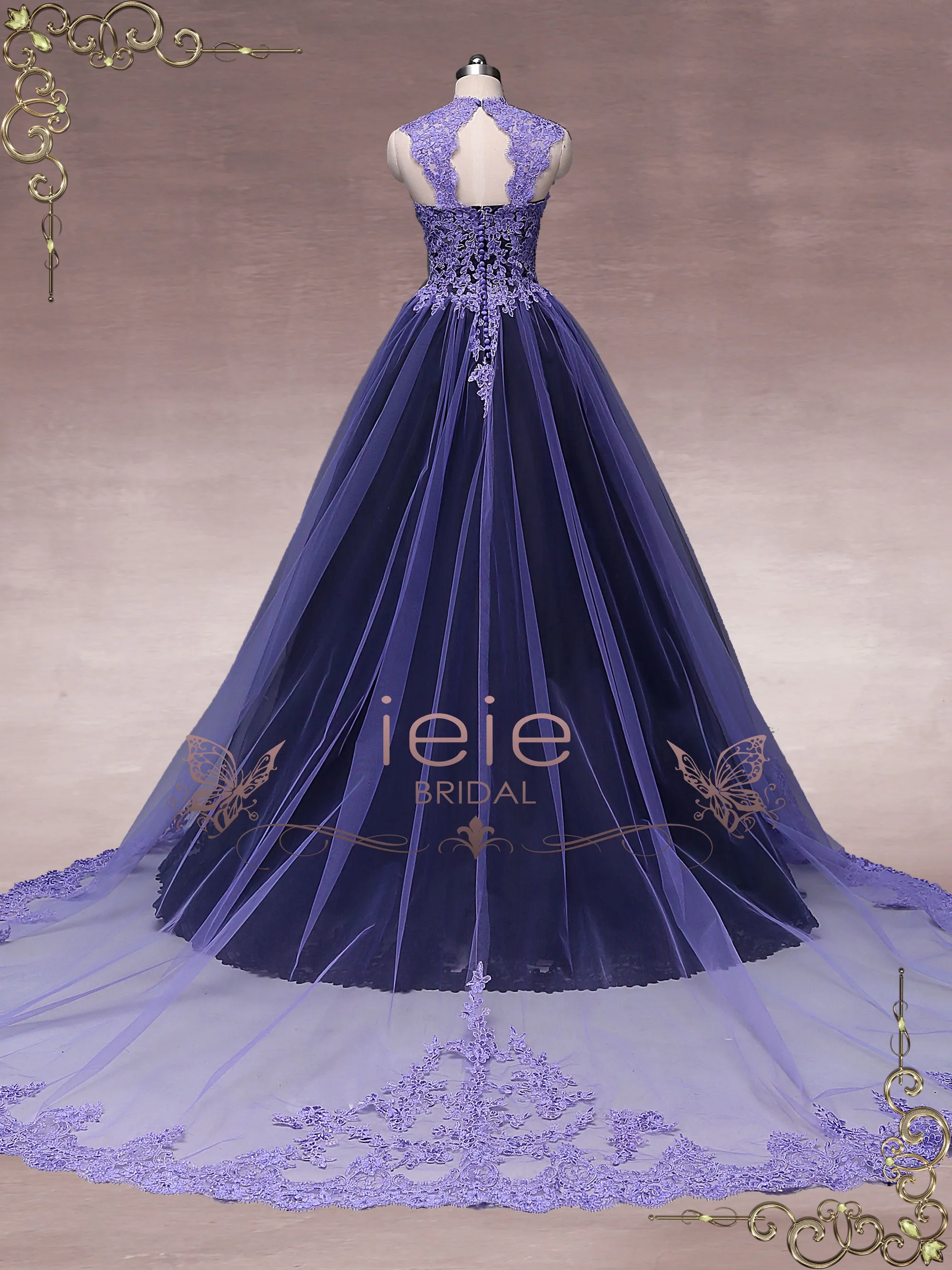Unique Purple Black Ball Gown Wedding Dress OCTOBER