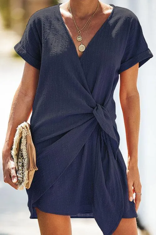 V Neck Bandage Mini Dress
