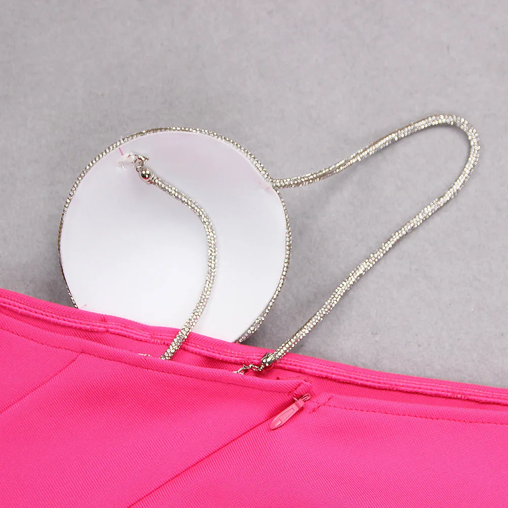 V Neck Long Sleeve Drill Chain Mini Bandage Dress