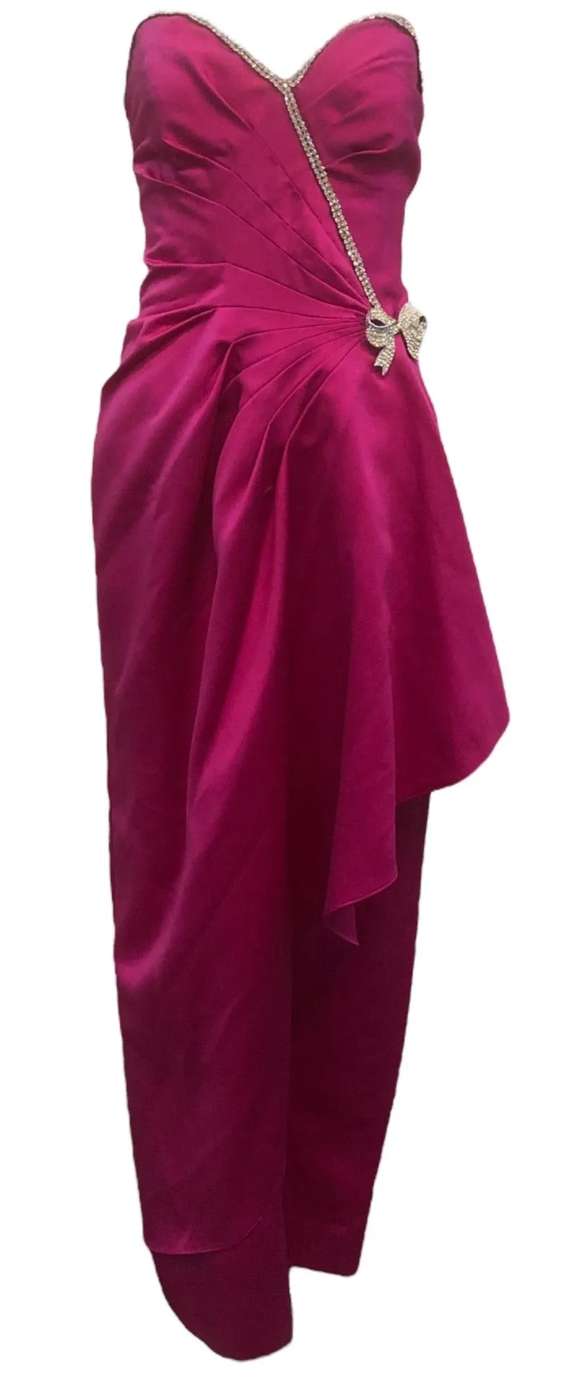 Vicky Tiel Couture 80s Vavavoom Fuschia Pink Strapless Gown