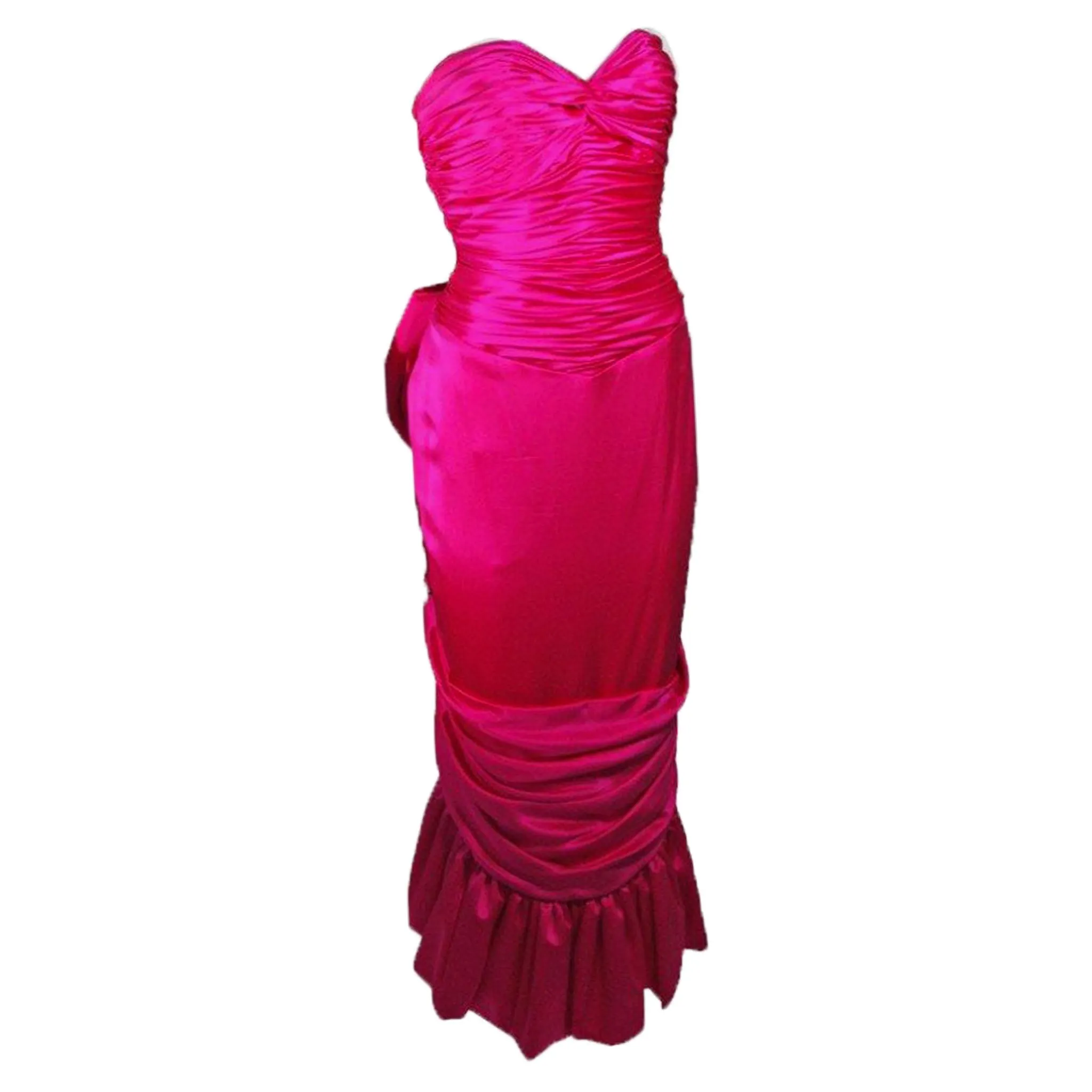 VICKY TIEL Magenta Gown with Large Bow Size Small