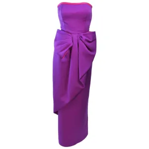 VICTOR COSTA Purple and Magenta Draped Bow Gown Size 8-10