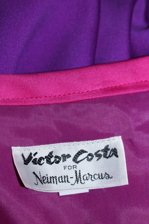 VICTOR COSTA Purple and Magenta Draped Bow Gown Size 8-10