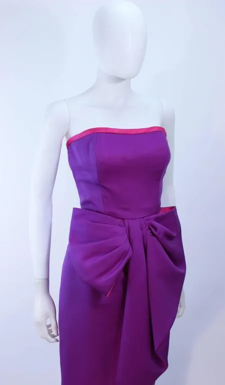 VICTOR COSTA Purple and Magenta Draped Bow Gown Size 8-10