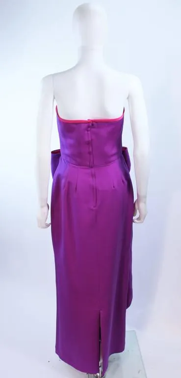 VICTOR COSTA Purple and Magenta Draped Bow Gown Size 8-10