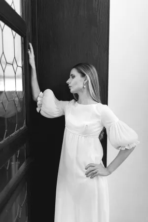 Vintage Bridgerton Balloon Sleeve 1960s Wedding Gown